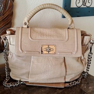 Be & D croc embossed leather top handle bag